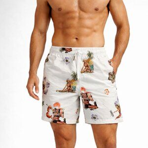 Bather Men's Off-White Pin-Up 5.5" Swim Shorts - Size Large - EUC